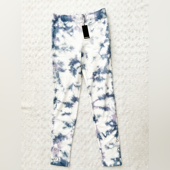 NWT- MONROW Midnight Iris Active Sweatpants Legging Two Tone Crystal Tie Dye - Picture 5 of 16